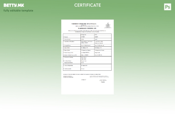 Модерен стил Шаблон за Австралија за брак на Австралија Северната територија на 